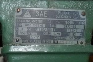 Elektromotor pätkový - 3 kW, 950 ot. U - 220/380 V